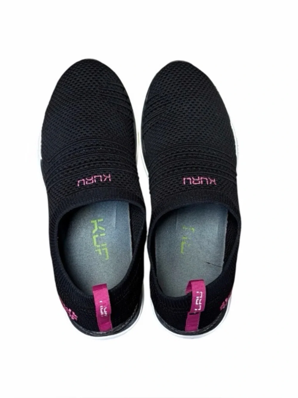 Kuru Stride Slip On Sneaker Shoes Black Pink Knit Women 10 Orthotic Comfort Walk
